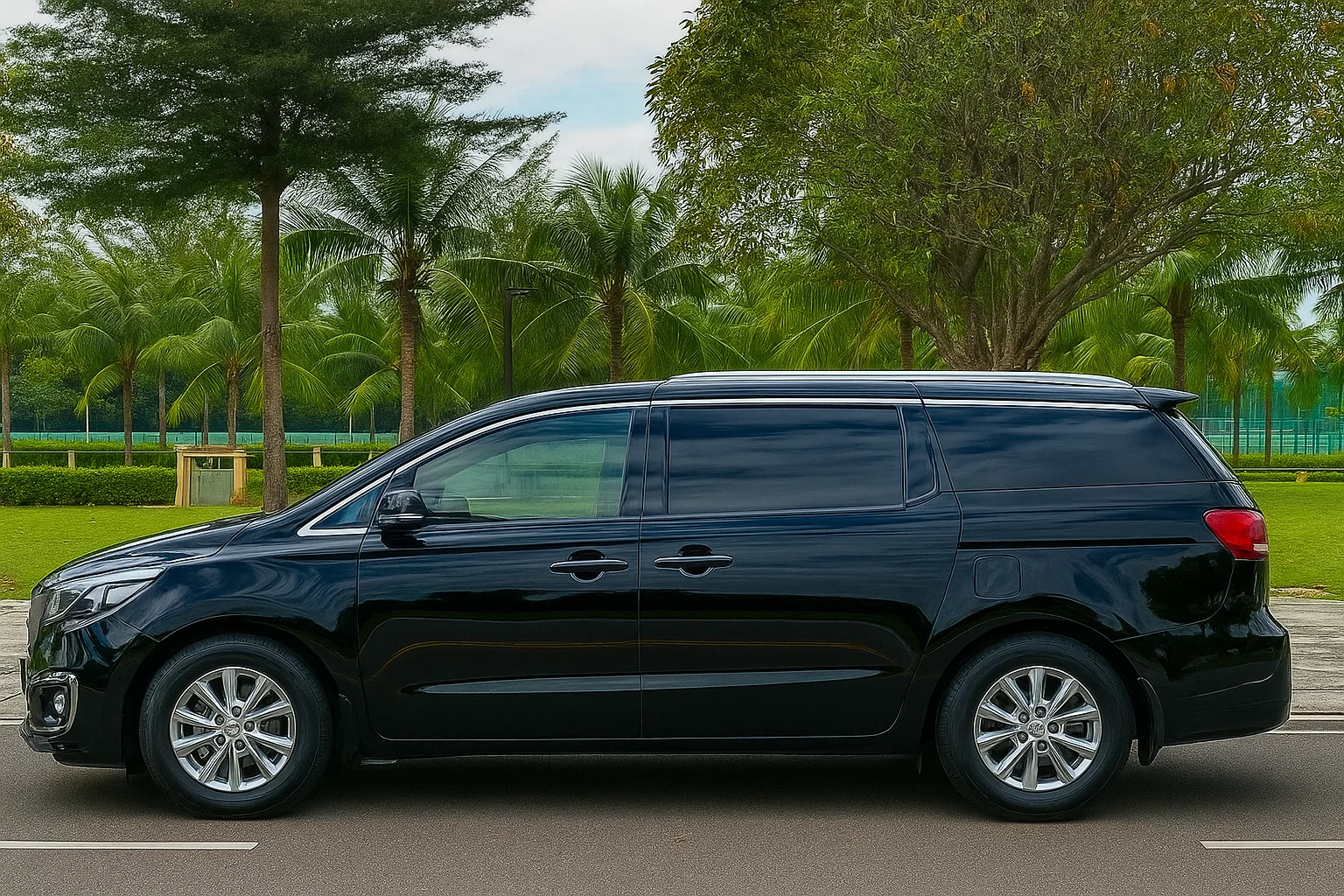 Xe 7 chỗ Kia Carnival màu đen phục vụ xe ghép Hà Nội, đón khách sân bay Nội Bài [2025]