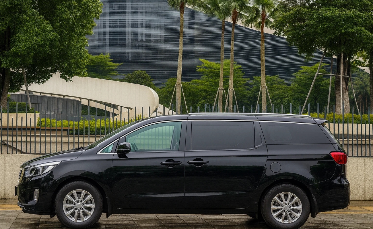 Xe du lịch hải phòng đi ninh bình dòng Kia Sedona 7 chỗ màu đen sang trọng - Taxi Minh Khang