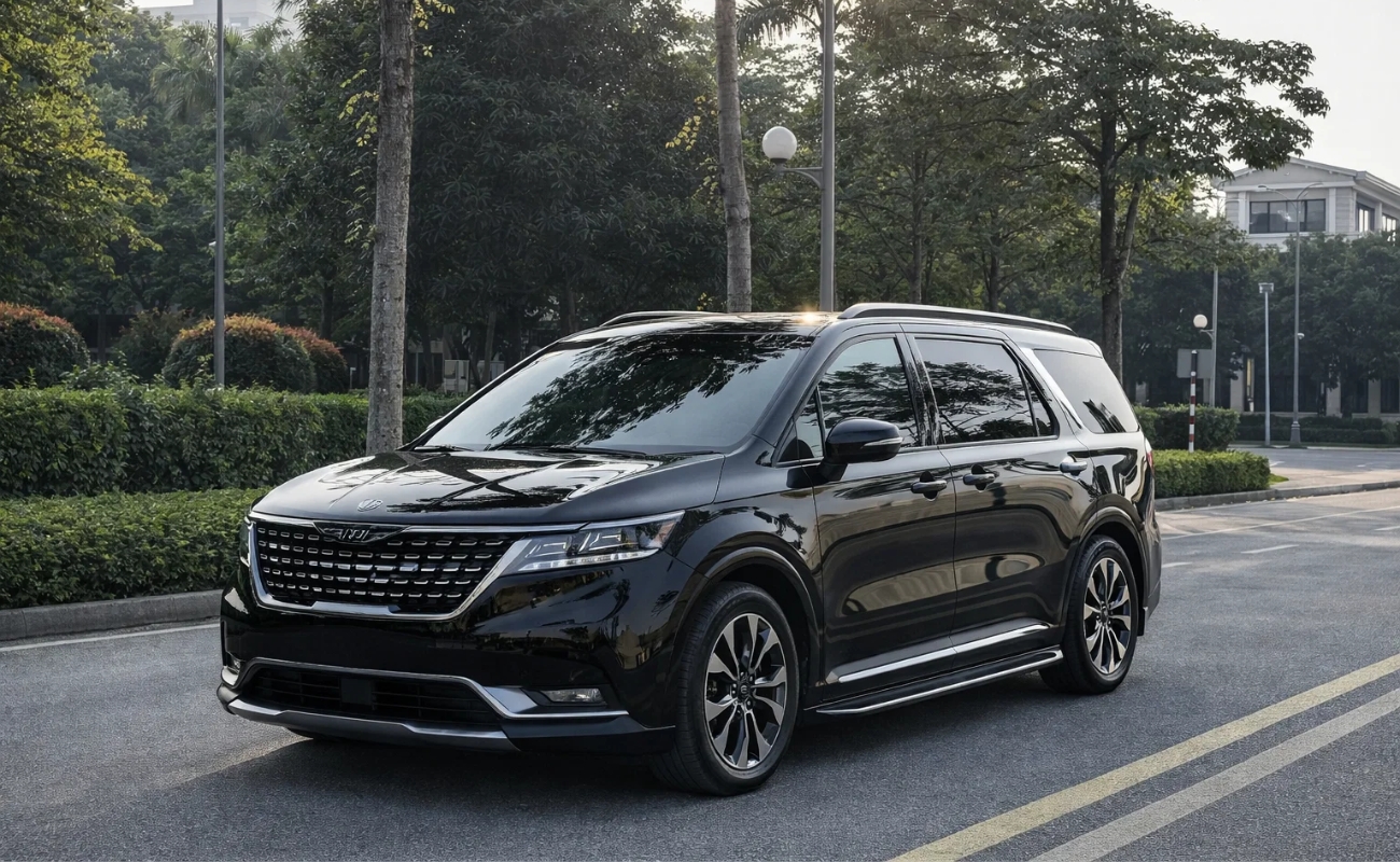 Xe du lịch Hải Phòng đi Thung Nai - Kia Carnival 7 chỗ màu đen